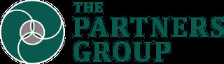 The Partners Group logo featuring a teal circular design with white spiral symbol and text