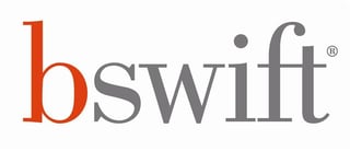 bswift company logo with red and gray lettering and registered trademark symbol